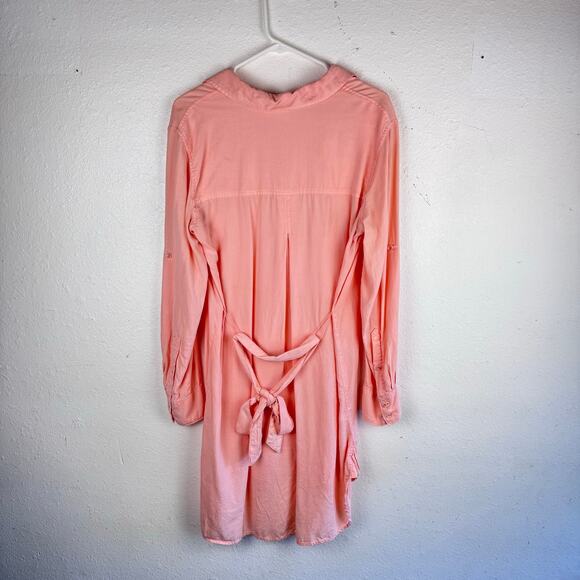 Anthropologie Cloth and Stone Long Sleeve Belted Pink Mini Dress Womens Sz L - Picture 2 of 6